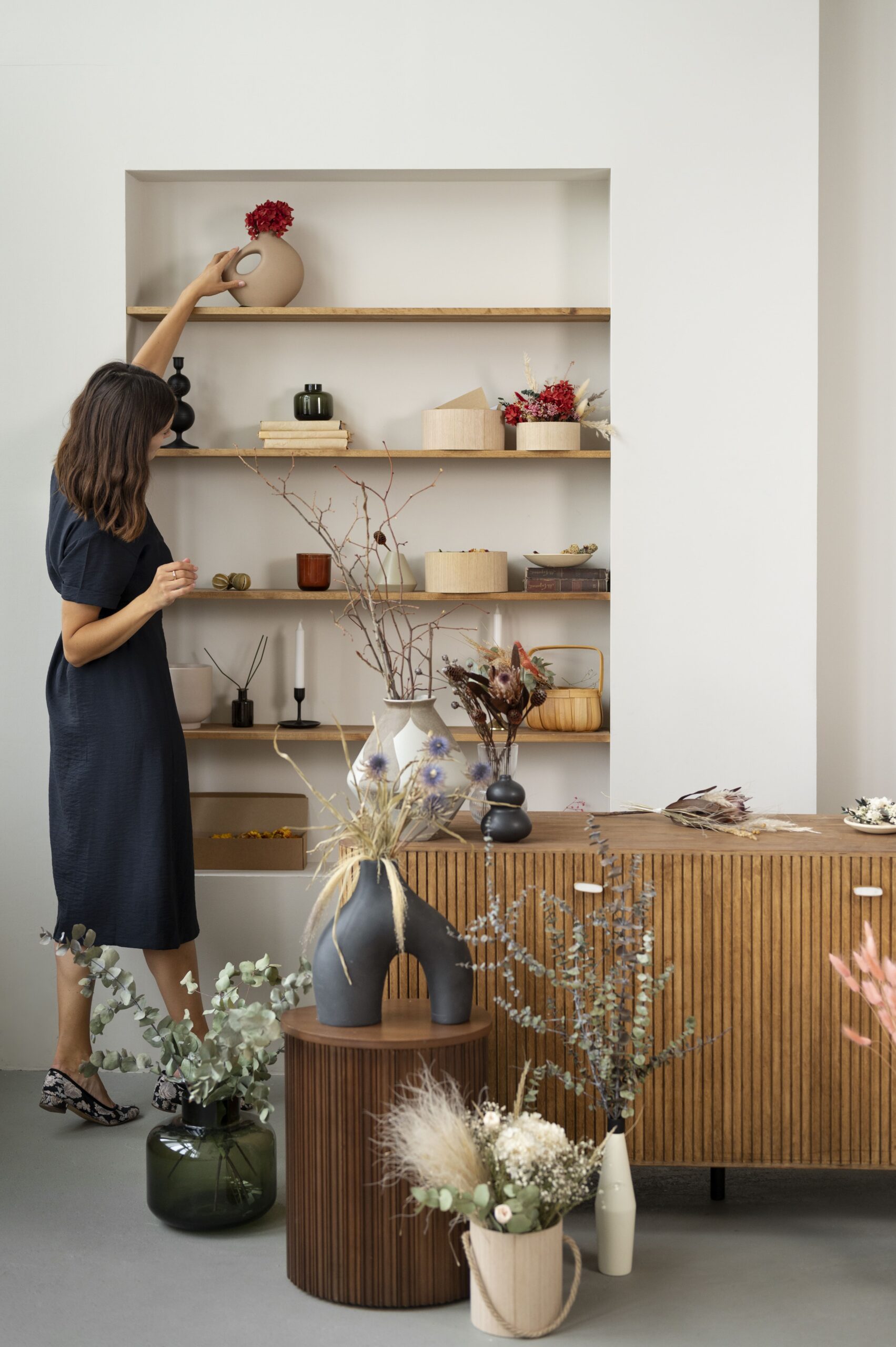 floating shelves living room